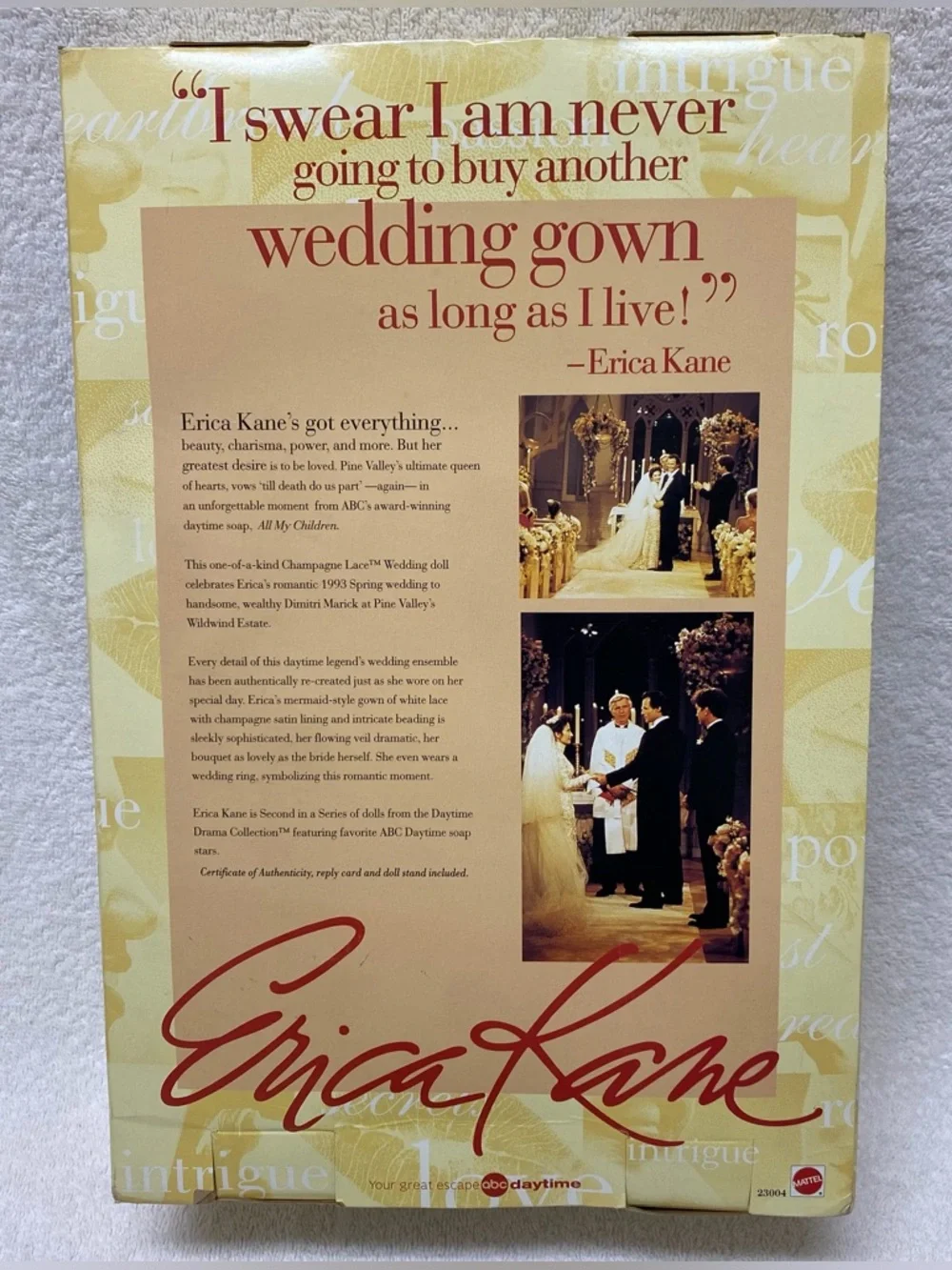 Erica Kane wedding bridal doll Susan Lucci Soap Opera All My Children Mattel